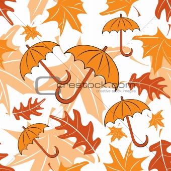 Seamless autumnal pattern with umbrellas
