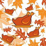 Autumnal seamless pattern with turkeys