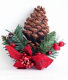 Christmas pinecone decoration on isolated background