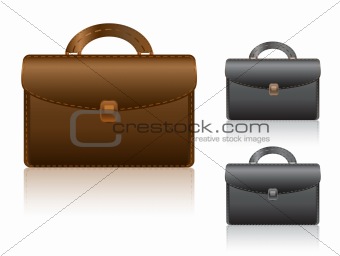 black and brown briefcase icon set