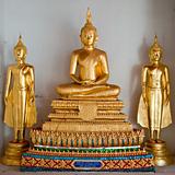 three thai golden buddha image