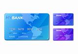blue credit and debit card icon set