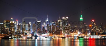 NEW YORK CITY NIGHT SKYLINE PANORAMA 
