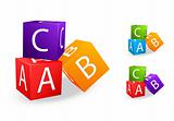 toy cubes with letter a b c