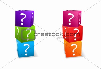 icon set cubes with question mark