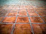 Perspective of Square red tiles