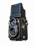 Old black Twin lens reflex camera