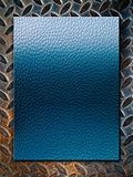 Blue leather texture on grunge steel plate