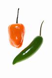 Orange and Green Chili Peppers