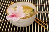 Miso Soup Garnished with a Flower