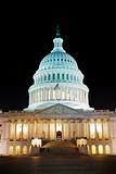 Capitol Hill Building illuminated at night, Washington DC