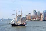 Sailing boat in New York City Manhattan