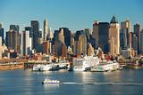 NEW YORK CITY SKYLINE WITH BOATS 