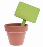 Clay Pot with Blank Green Sign