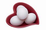Fresh Eggs in a Heart Shaped Dish