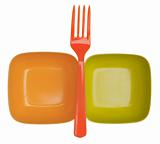 Vibrant Plastic Bowls and Fork