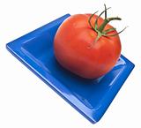 Tomato on a Blue Dish