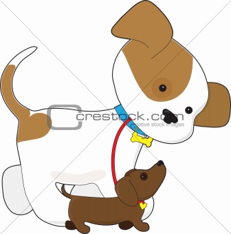 Cute Puppy Walking a Pup