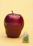 Apple and Reusable Grocery Bag