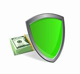 shield and money - security concept