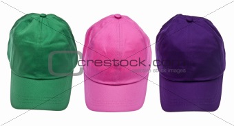 Trio of Colorful Baseball Caps