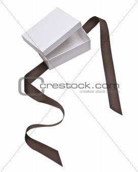 White Gift Box with Brown Ribbon