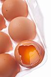 Fresh Organic Brown Eggs Cracked