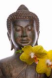 Serene Buddha with Orchids