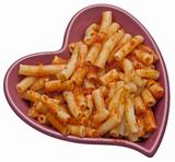 Pasta in Heart Shaped Bowl