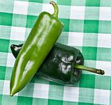Green Peppers on a Picnic Blanket.