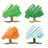 Four seasonal tree drawing