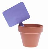 Clay Pot with Blank Purple Sign