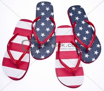 Patriotic Red White and Blue Flip Flop Sandals