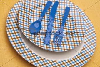 Modern Fun Blue and Brown Place Setting