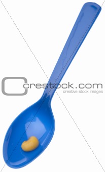 Lima Bean on a Blue Spoon