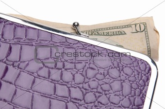 Purple Wallet with Money