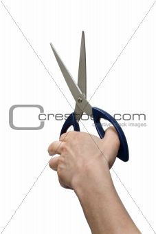 one hand with scissors