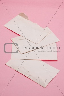Stack of Vintage Letters on Pink