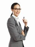 Young confident business woman holding a pen 2