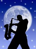 Saxophone player in the moon