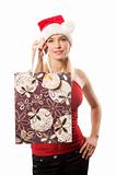 christmas girl with shopping bag