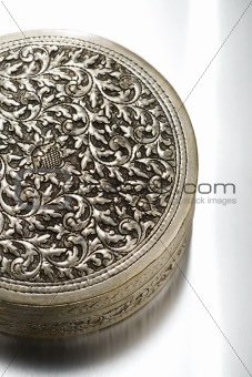 Floral patterned antique metal case