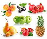 set fresh fruits with leaf