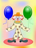 vector funny clown with two balloons