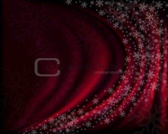 Winter red background with snowflakes.