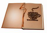 Coffee beans on book