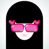 Girl in pink sunglasses, vector image