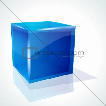 Vector blue cube on white background 