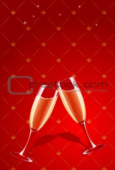 Vector champagne glasses splashing 
