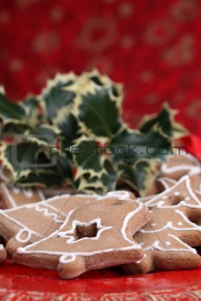 Gingerbread cookies and holly twig
